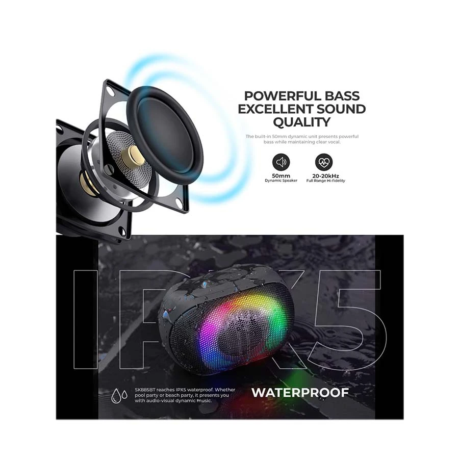 Havit SK885BT RGB Black Portable Bluetooth Speaker - Image 2